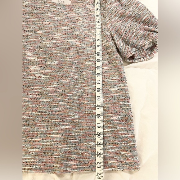 LOFT Colorful Knit Too Blouse with Puffed Sleeve | Size S - Picture 8 of 9